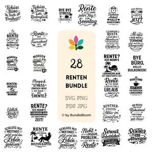 German plotter file pension, pensioner sayings, gift for retirement, pension start Cricut bundle, 28 German plotter files for retirement