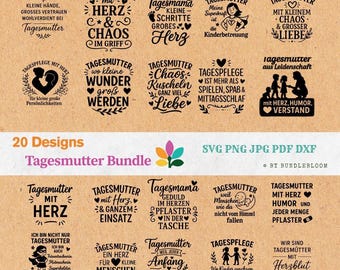 Tagesmutter SVG Bundle - 20 Plotter-Dateien für Cricut, Tagesmutter geschnitten Datei, Tagesmutter Schriftzug, Tagesmutter Laserdatei DXF