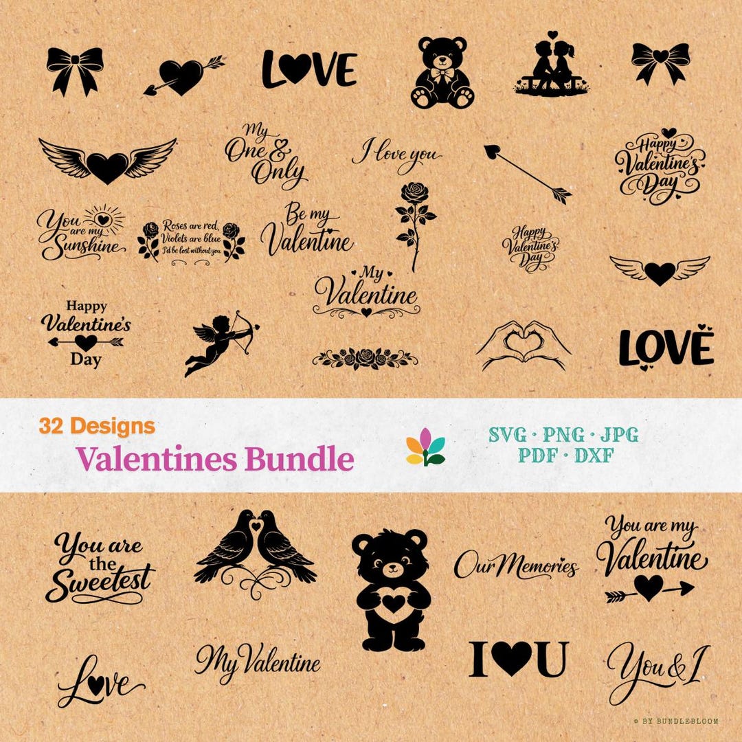 Romantic Vector Dxf Valentine's Day SVG Bundle - Love Plotter File & Laser File, Couple DXF ...