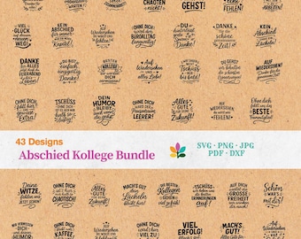 Abschied Kollege SVG Bundle, Deutsche Geschenk Designs, Kollege Abschiedsgeschenk SVG, Kollege Geschenk, digitaler Download Plotterdatei
