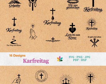 Karfreitag SVG Bundle - Plotterdatei & Laserdatei Christentum, Jesus Christus DXF, Ostern Designs, Glaube, Gott, Kreuz | Sofort Download