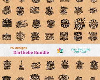 Dartliebe SVG Bundle - Plotterdateien & Laserdateien, Deutsche Dart Sprüche, Dartspieler DXF, Dart Geschenkideen | Sofort-Download
