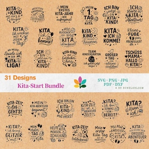 Children's Garden Start Cricut Design Bundle – 31 plotter files for starting daycare, SVG plotter file set, German plotter file for settling in, SVG/PNG