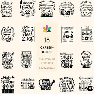 18 Deutsche Sprüche Plotterdatei Deutsche Plotterdatei Garten Gartendeko Plotterdatei Garten Silhouette svg Blumen svg Lieblingsplatz Cricut