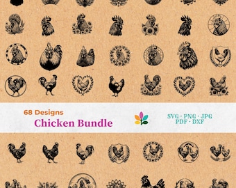 Hühner SVG Bundle - Plotterdatei & Laserdatei, Deutsche Hühner Sprüche, Huhn DXF, Hühner Designs, Cricut, Hühnerhaltung | Sofort-Download