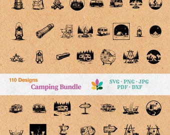 Camping SVG Bundle – Plotterdateien & Laserdateien, Wohnmobil Clipart, Camper DXF, Wohnwagen, Zelten, Lagerfeuer Designs | Sofort-Download