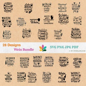 German wine plotter file sayings SVG & PNG – 28 plotter designs wine love - wine SVG - wine quotes for Cricut - Silhouette design alcohol