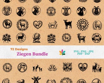 Ziege SVG Bundle - Plotterdateien & Laserdateien, Ziegenkopf DXF, Deutsche Sprüche, Bauernhof Tiere, Geschenkideen | Sofort-Download