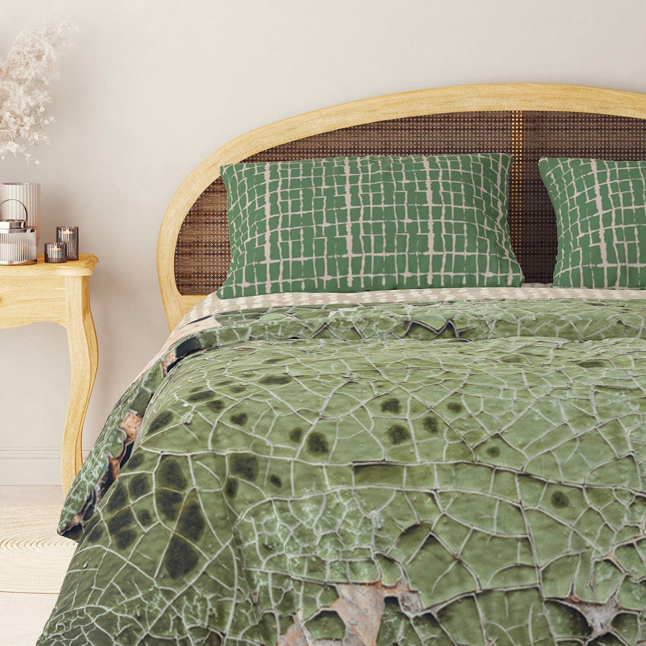 Helen Green Leaf Duvet Cover Set 4 Pieces Etsy