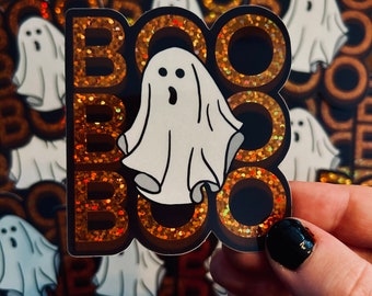 BOO Glitter Sticker - Etsy