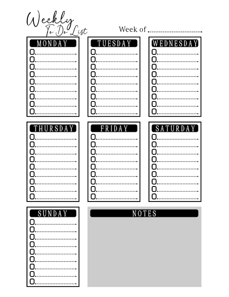 Weekly To-Do List Printable – Minimalist Planner | US Letter PDF | 4 Layouts Included image 2