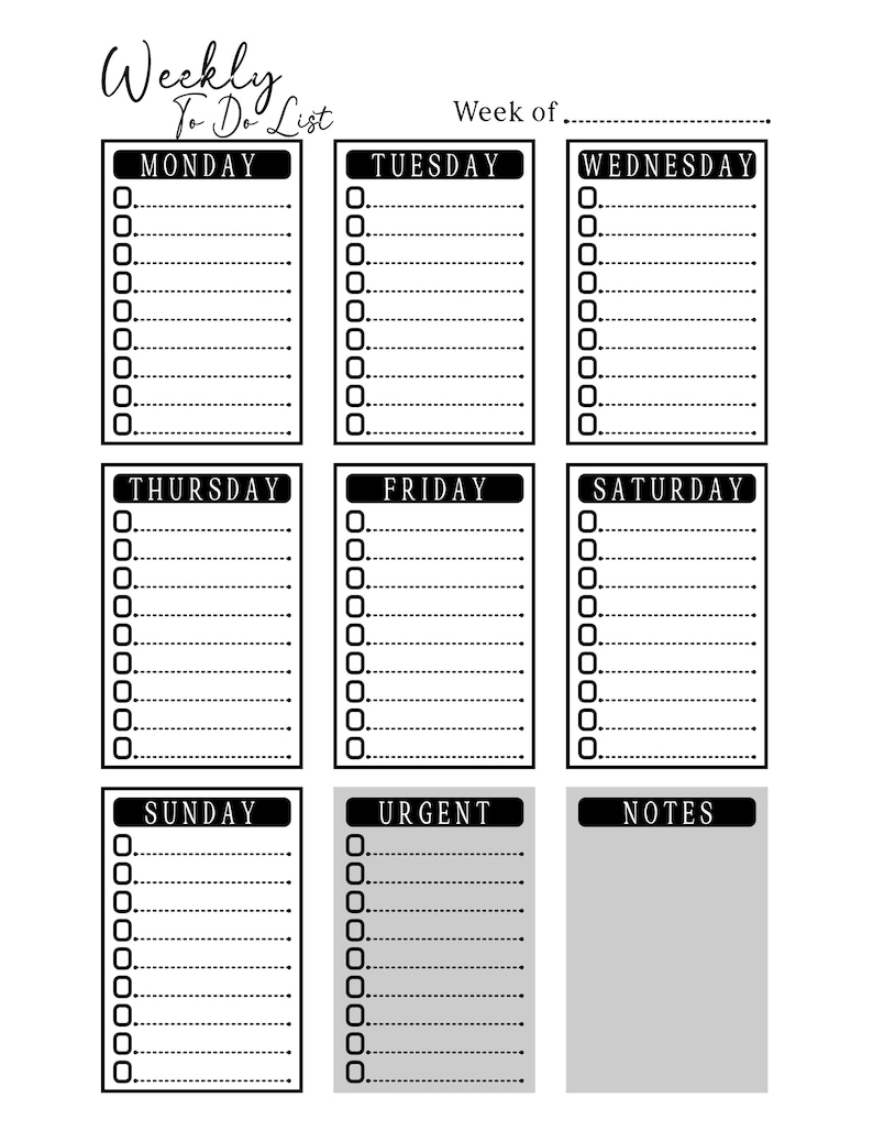 Weekly To-Do List Printable – Minimalist Planner | US Letter PDF | 4 Layouts Included image 1
