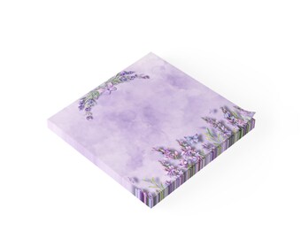 Lavender Floral Post-it Note Pads, Desk Stationery