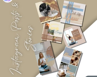 Neutral Zen Instagram Post & Story Templates (Canva)
