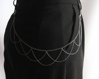 Silver Elegant Ethereal Dainty Delicate Belt Chain With Sophisticated Chain Layers