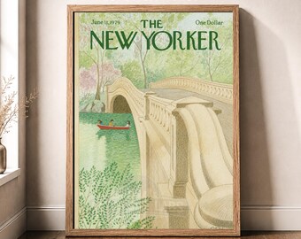 Central Park Bow Bridge Print, Vintage New York Wall Art Poster