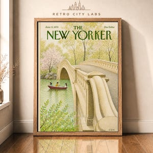 Central Park print boogbrug, vintage New York muurkunstposter