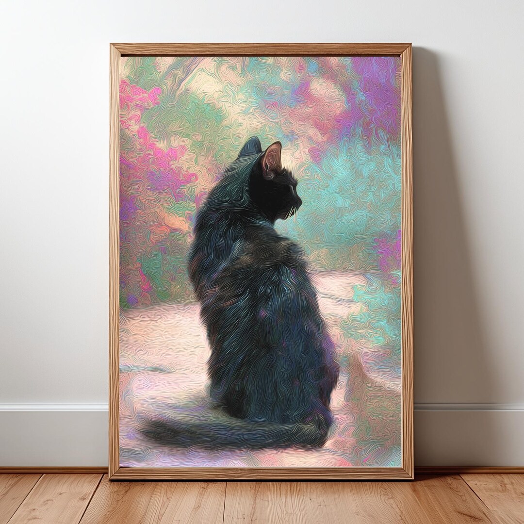 Black Cat Modern Painterly Print Abstract Wall Art - Etsy