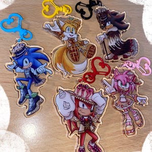 Personajes de Sonic: llaveros y dijes acrílicos de Sonic, Knuckles, Tails, Amy y Shadow
