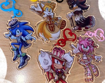 Sonic Characters - Sonic, Knuckles, Tails, Amy, Shadow Keychain/ Acrylic Charms