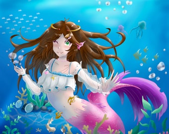 Liza Mermaid Original Character Print