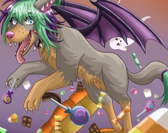 Minty Halloween Print
