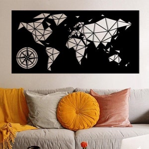 Levenskaart - Metalen wereldkaart. Metalen wanddecoratie. Metalen wanddecoratie. Metalen bord. Wereldkaart kunst aan de muur. Metalen kunst. Inwijdingsfeest cadeau. Wandkleden