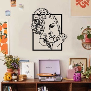Woman and Birds with Flower Decor.Metal Art.Metal Sign.House Decor.Kitchen Decor. Living Room Decor.Bedroom Decor