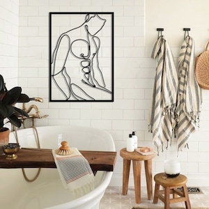 Naked Man Metal Wall Art. Man Line Art. Metal Wall Hanging. Minimalist Wall Art. Bedroom Wall Art. Bedroom Deco. Unique Wall Decor.