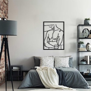 Naked Man Metal Wall Art. Man Line Art. Metal Wall Hanging. Minimalist Wall Art. Bedroom Wall Art. Bedroom Deco. Unique Wall Decor.