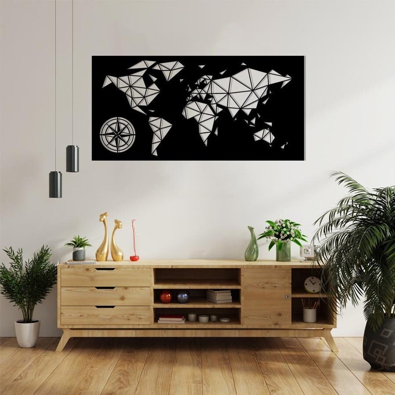 Map of Life Metal World Map. Metal Wall Decor. Metal Wall Etsy