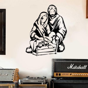 Historia de Navidad: María José, bebé, regalo de cumpleaños para él, arte de pared de metal, decoración de pared, arte de pared de metal, letrero de metal, arte de metal, regalo de inauguración de la casa