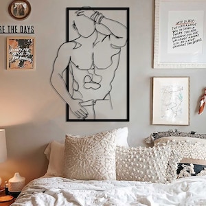 Abstract Muscular Man Metal Wall Art. Man Line Art. Metal Wall Hanging. Minimalist Wall Art. Bedroom Wall Art. Bedroom. Unique Wall Decor