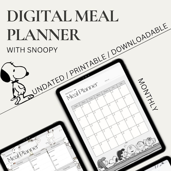 Snoopy Daily / Weekly / Monthly Meal Planner Bundle I Printable I Instant Download I Digital Planner I A4/A5/A3/Letter Size I 3 Pages