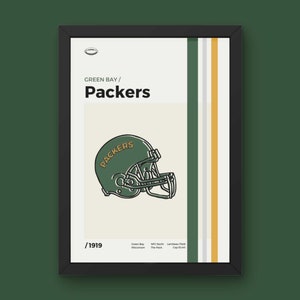 Green Bay Packers Poster - Minimal Mid Century Modern Wall Print - NFL Football Collection