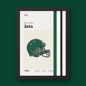 New York Jets Poster - Minimal Mid Century Modern Wall Print - NFL Football Collection