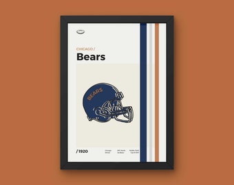 Chicago Bears Poster - Minimal Mid Century Modern Wall Print - NFL Football Collection