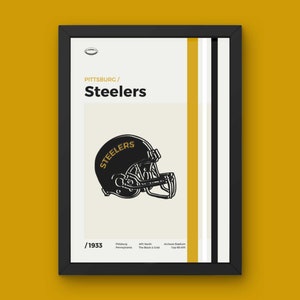 Pittsburgh Steelers Poster - Minimal Mid Century Modern Wall Print - NFL Football Collection