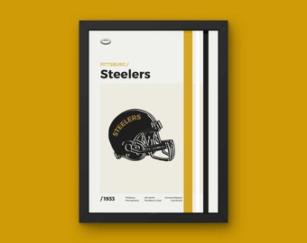 Pittsburgh Steelers Poster - Minimal Mid Century Modern Wall Print - NFL Football Collection