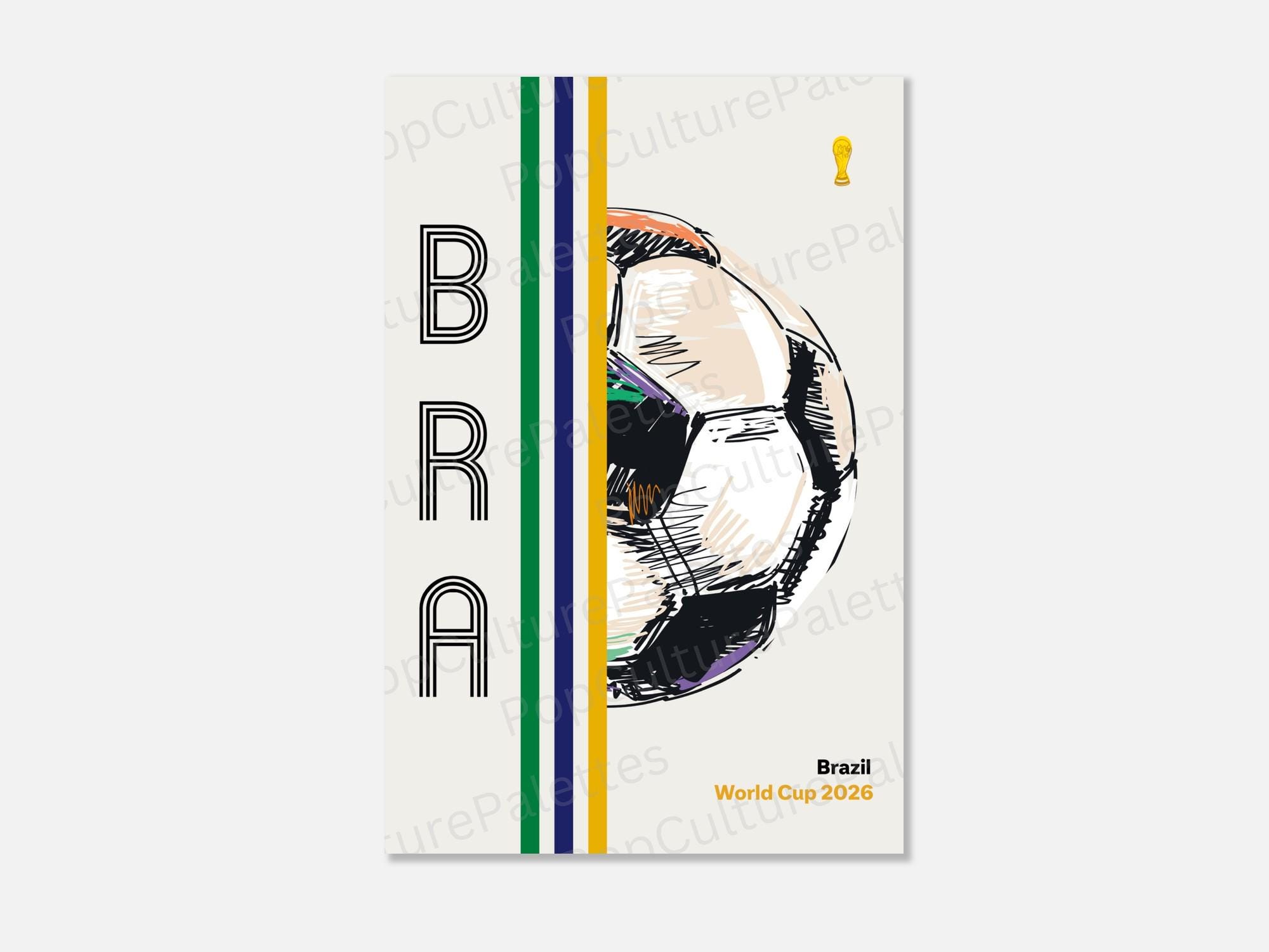 Brazil Poster - World Cup 2026 - Minimal Mid Century Modern Wall
