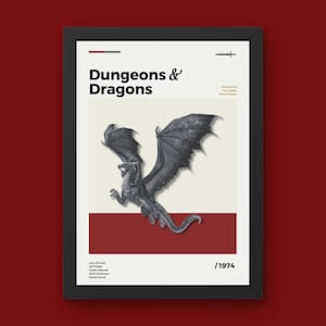 Dungeons and Dragons Poster - Minimal Mid Century Modern Wall Print Collection