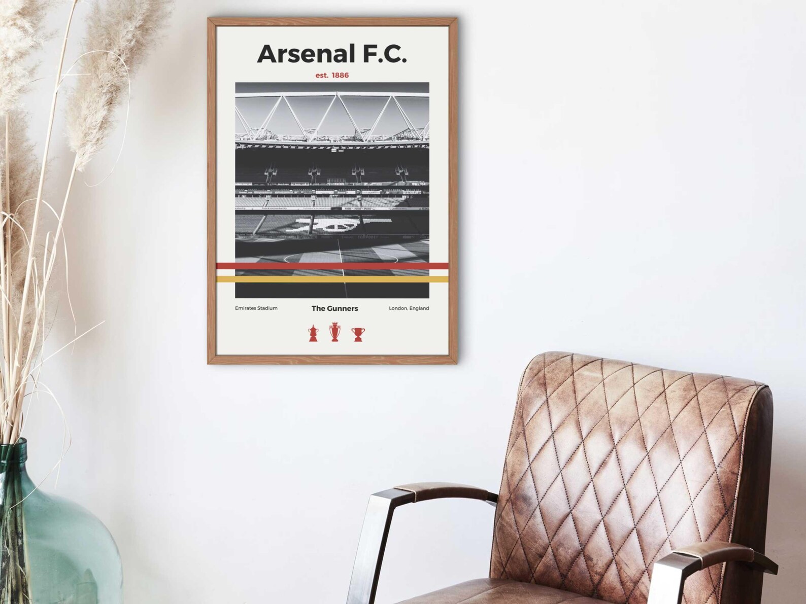 Arsenal FC Poster - Emirates Stadium - Minimal Mid Century Modern Wall ...