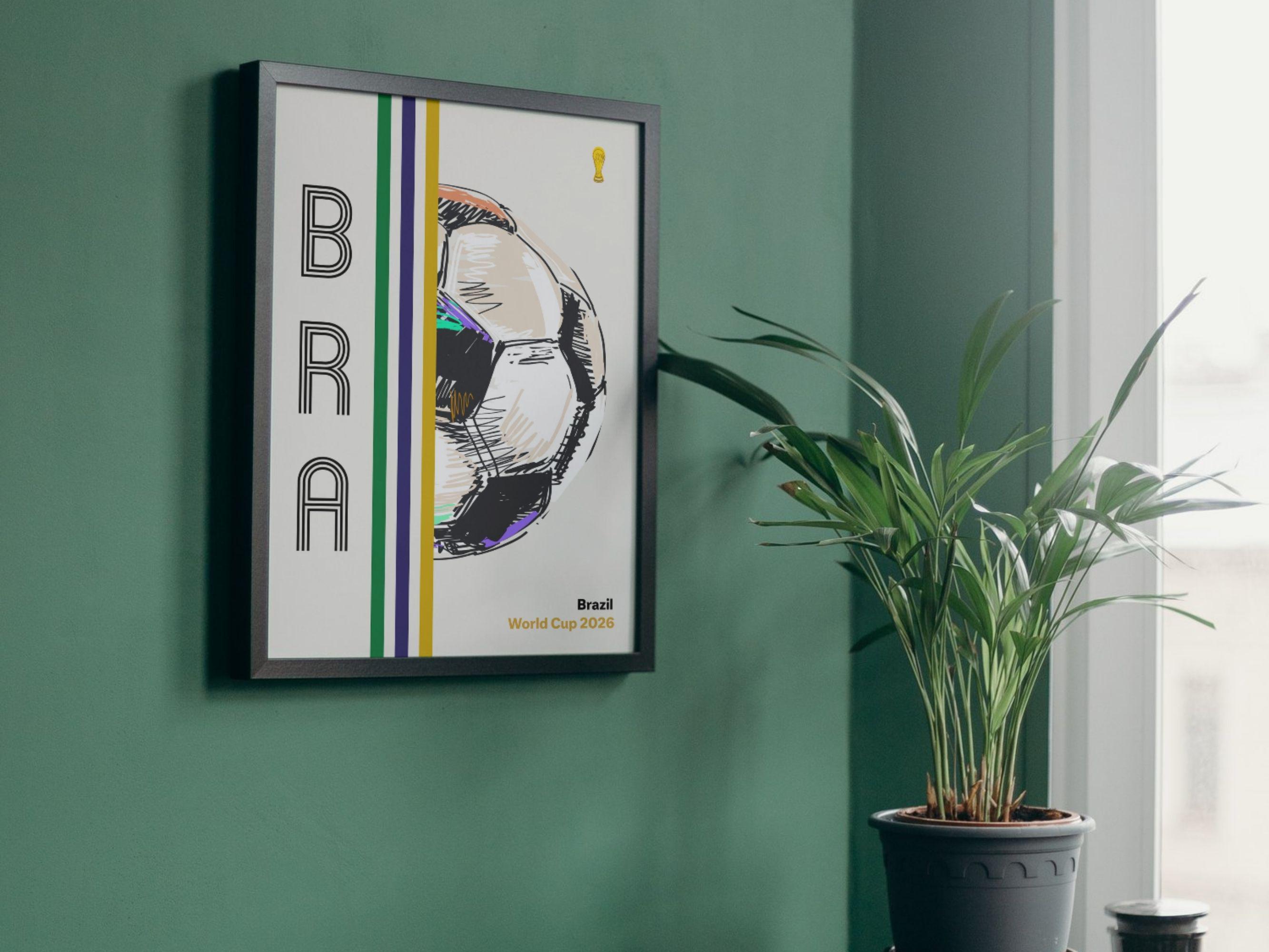 Brazil Poster - World Cup 2026 - Minimal Mid Century Modern Wall