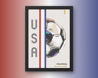 USA Poster - World Cup 2026 - Minimal Mid Century Modern Wall Print Sports Collection