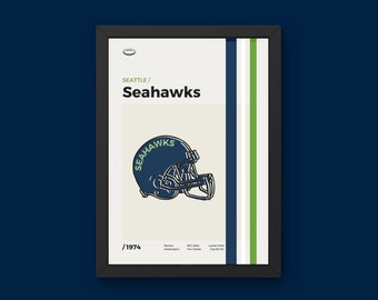 Seattle Seahawks Poster - Minimal Mid Century Modern Wall Print - NFL Football Collection
