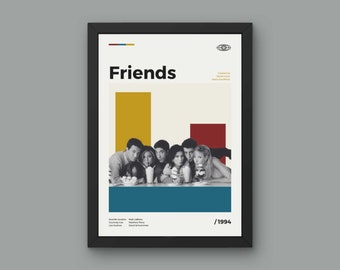 Friends Poster - Minimal Mid Century Modern Wall Print TV Shows Collection