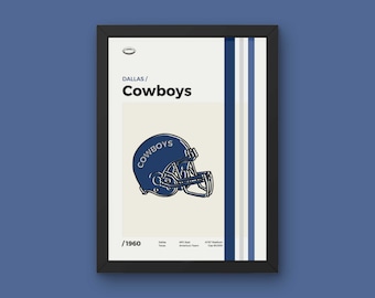 Dallas Cowboys Poster - Minimal Mid Century Modern Wall Print - NFL Football Collection