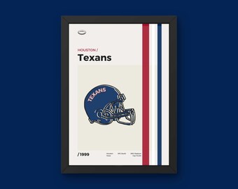 Houston Texans Poster - Minimal Mid Century Modern Wall Print - NFL Football Collection