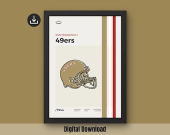Poster San Francisco 49ers - Minimale moderne muurafdruk uit het midden van de eeuw - NFL Football-collectie (digitale download)