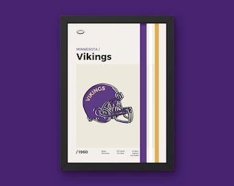 Minnesota Vikings Poster - Minimal Mid Century Modern Wall Print - NFL Football Collection